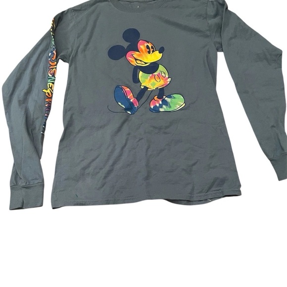 Disney Tops - Disney Blue Long Sleeve Tie-Dye Mickey Mouse Graphic T-Shirt Sz S
